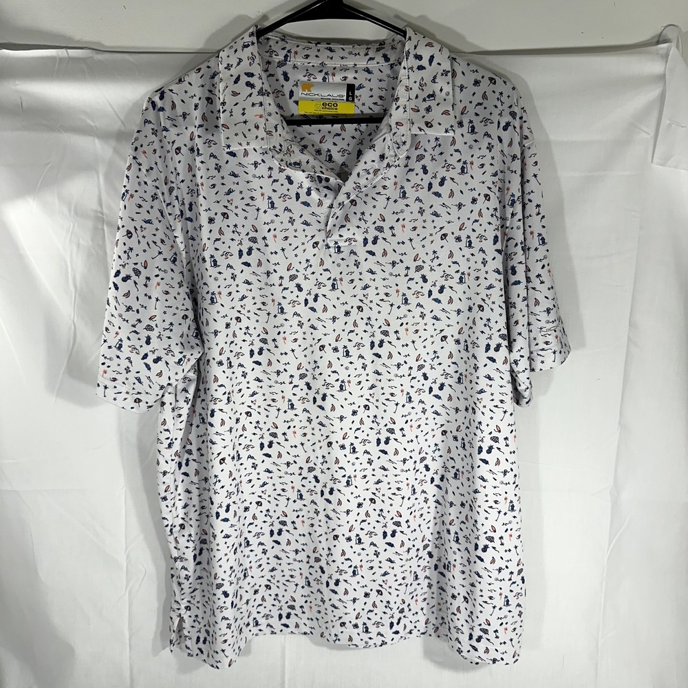 Nicklaus Mens Golf Eco Choice Polo Shirt Size L‎ Cool Print